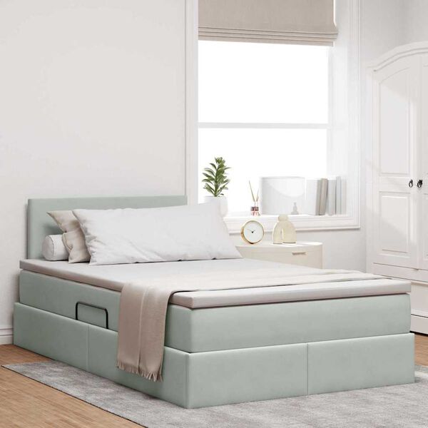 vidaXL Letto con Contenitore Grigio chiaro 120 x 200 cm Velluto