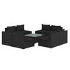 vidaXL Set Divani da Giardino 9 pz con Cuscini in Polyrattan Nero