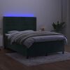 vidaXL Letto a Molle con Materasso e LED Verde Scuro 140x190cm Velluto