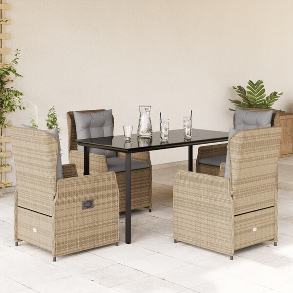 vidaXL Set da Pranzo da Giardino 5 pz con Cuscini Beige in Polyrattan