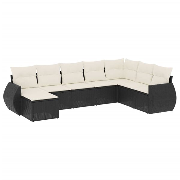 vidaXL Set Divani da Giardino con Cuscini 8 pz Nero in Polyrattan