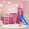 vidaXL Letto a Soppalco con Torre Bambini Rosa 80x200cm Massello Pino