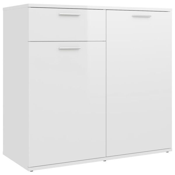 vidaXL Credenza Bianco Lucido 80x36x75 cm in Legno Multistrato