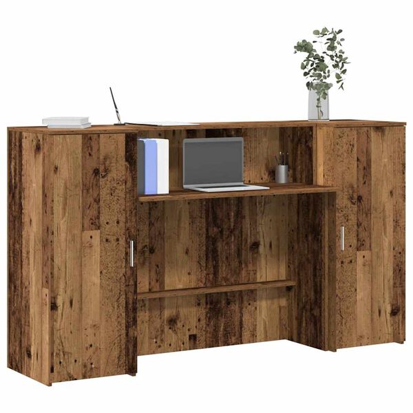 vidaXL Banco Reception Legno Antico 180x50x103,5 cm Legno Multistrato