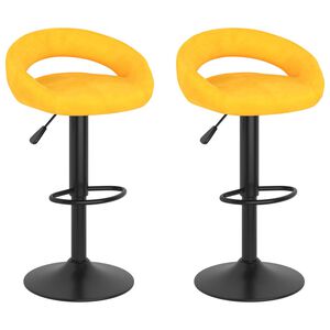 vidaXL Sgabelli da Bar 2 pz Giallo Senape in Velluto