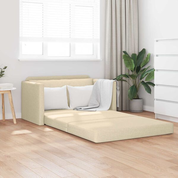 vidaXL Divano letto 110cm Crema Tessuto