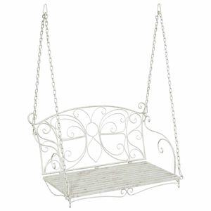 vidaXL Panchina a Dondolo Acciaio 105,5 x 61 x 56 cm Bianco Antico