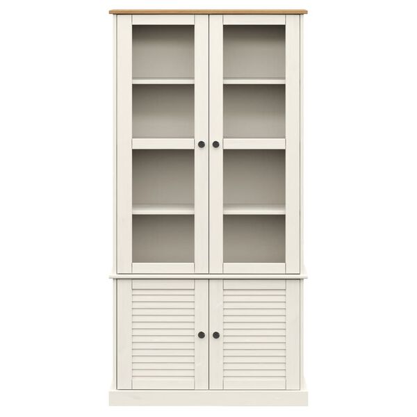 vidaXL Vetrina VIGO 85x35x170 cm in Legno Massello di Pino Bianco