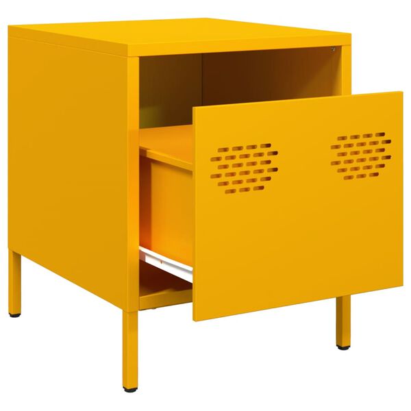vidaXL Comodino Giallo Senape 35x39x43,5 cm in Acciaio