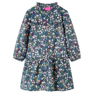 vidaXL Abito da Bambina a Maniche Lunghe Blu Scuro 92