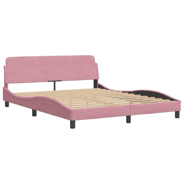 vidaXL Letto con Materasso Rosa 160x200 cm in Velluto