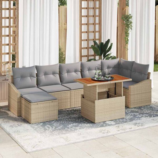 vidaXL Set da Pranzo per Giardino con cuscino 8 pcs Beige e grigio