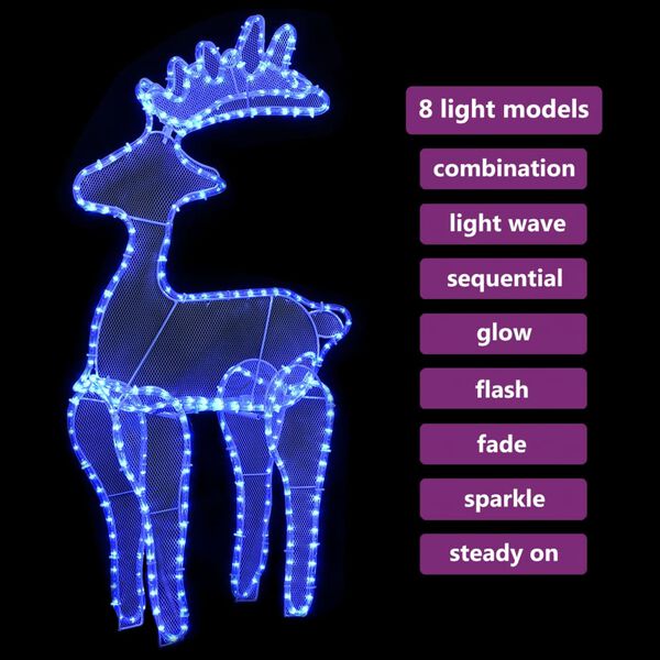 vidaXL Decorazione Natalizia Renna in Rete con 306 LED 60x24x89 cm