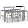 vidaXL Set Bar da Giardino 9 pz con Cuscini in Polyrattan Grigio