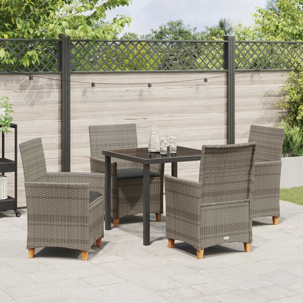 vidaXL Set da Pranzo per Giardino 5 pcs Grigio polyrattan