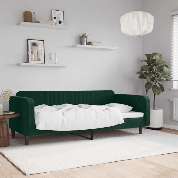 vidaXL Letto da Giorno Verde Scuro 90x200 cm in Velluto