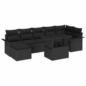 vidaXL Set Divano da Giardino con cuscino 8 pcs Nero Poly Rattan