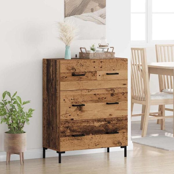 vidaXL Credenza con cassetto Legno vecchio 69,5 x 34 x 90 cm