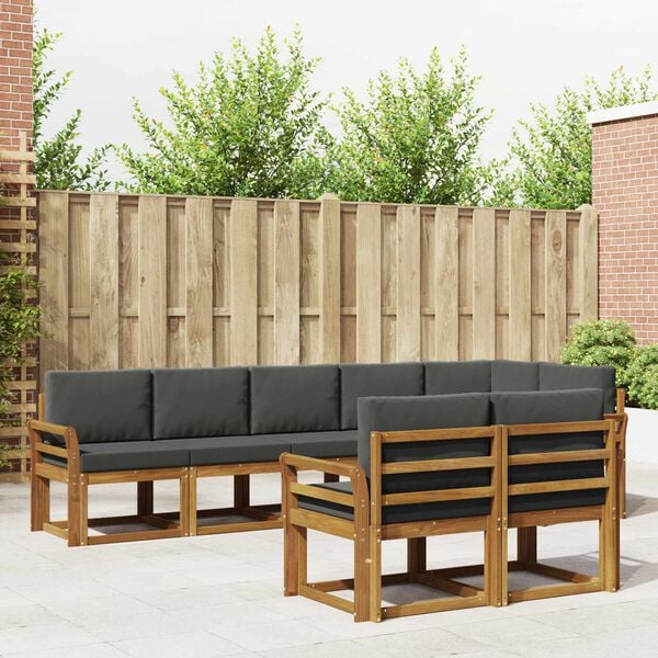 vidaXL Set di divani da esterno con cuscino 8 pcs Naturale e Antracite