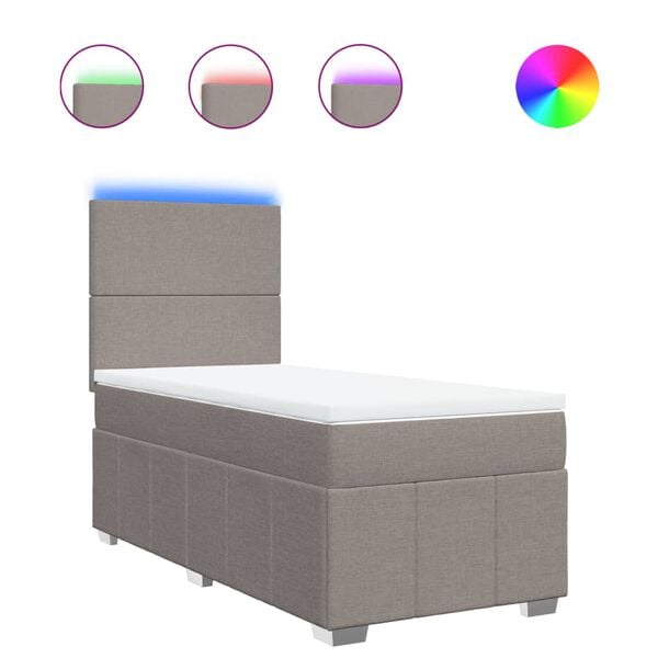 vidaXL Giroletto a Molle con Materasso Tortora 90x200 cm inTessuto