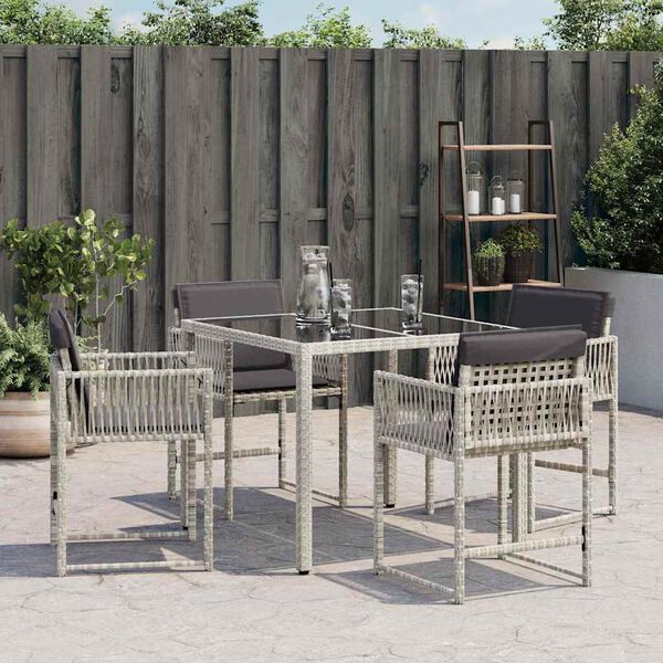 vidaXL Sedie da Giardino con Cuscini 4 pz Grigio Chiaro in Polyrattan