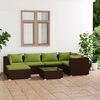 vidaXL Set Divani da Giardino 7 pz con Cuscini in Polyrattan Marrone