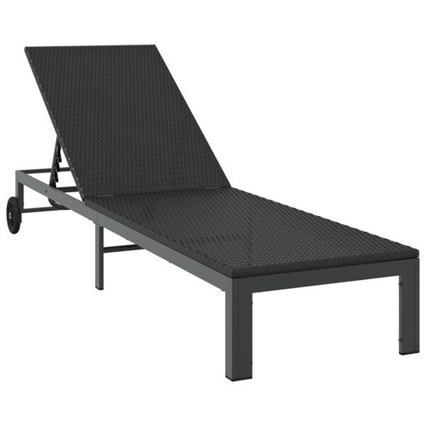 vidaXL Lettino da Sole 1-persona Nero 60 x 200 x 27cm polyrattan
