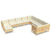 vidaXL Set Divani da Giardino 10 pz con Cuscini Crema Massello di Pino