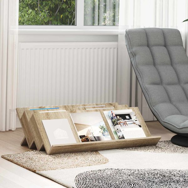 vidaXL Scaffale per riviste Rovere Sonoma 90 x 53 x 28,5 cm