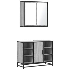 vidaXL Set Mobili da Bagno 2 pz Grigio Sonoma in Legno Multistrato