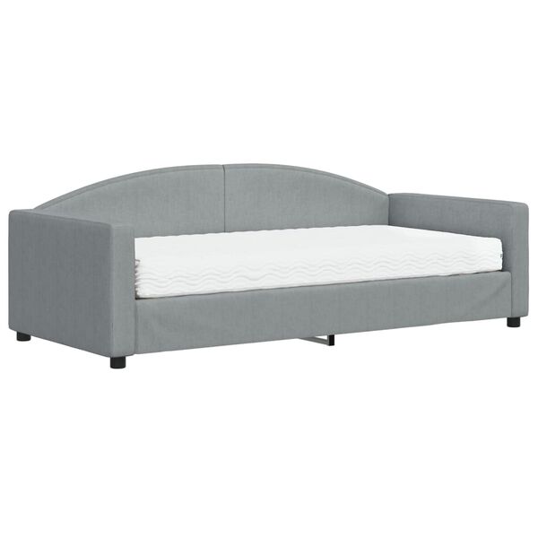 vidaXL Divano Letto con Materasso Grigio Chiaro 90x190 cm in Tessuto