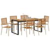 vidaXL Set da Pranzo per Giardino 7 pcs Beige e Marrone polyrattan
