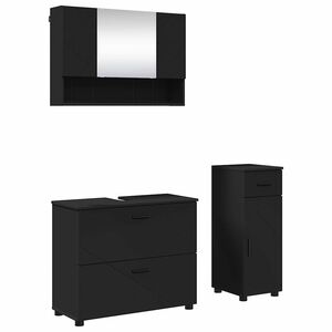 vidaXL Set di mobili per il bagno 3 pz Nero 76,5 x 35 x 64 cm