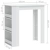 vidaXL Tavolo da Bar con Portaoggetti Bianco Lucido 102x50x103,5 cm