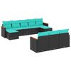 vidaXL Set Divani da Giardino 10 pz con Cuscini Nero in Polyrattan