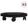 vidaXL Carrelli per Piante con Ruote 3 pz Diametro 30 cm Neri 170 kg
