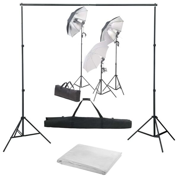 vidaXL Kit per Studio Fotografico con Set di Luci e Fondale