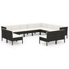 vidaXL Set Divani da Giardino 11 pz con Cuscini in Polyrattan Nero