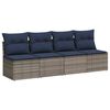 vidaXL Divano da Giardino con Cuscini 4 Posti Grigio in Polyrattan