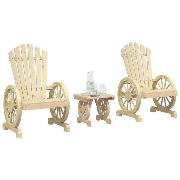 vidaXL Set Salotto da Giardino 3 pz in Legno Massello di Abete