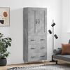 vidaXL Credenza Grigio Cemento 69,5x34x180 cm in Legno Multistrato