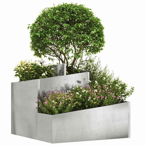 vidaXL Vaso da giardino Argento 60 x 60 x 50 cm Acciaio inossidabile