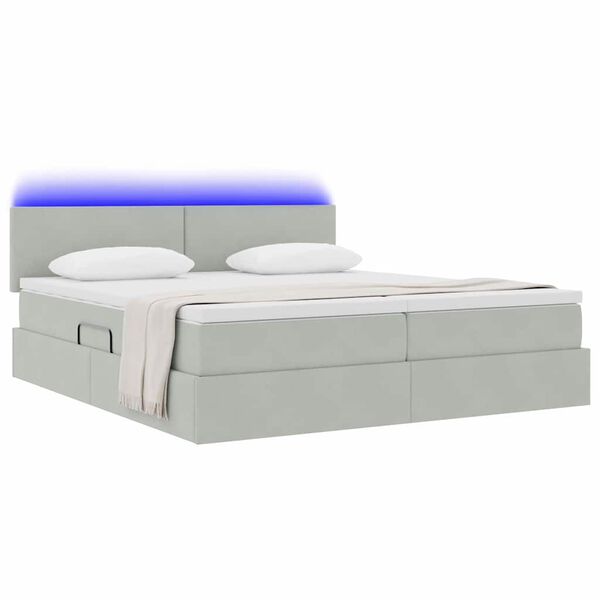 vidaXL Letto con testiera Grigio chiaro 200 x 200 cm Velluto