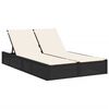 vidaXL Lettino Prendisole Doppio con Cuscini Nero in Polyrattan