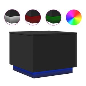 vidaXL Tavolino da Salotto con Luci LED Nero 50x50x40 cm