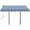 vidaXL Tenda da Sole Retrattile Manuale con Pali 3,5x2,5m Blu e Bianca