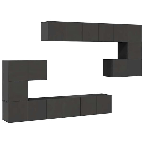 vidaXL Set Mobili Porta TV 10 pz Grigio in Legno Multistrato