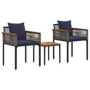 vidaXL Set di Mobili da Esterno Grigio e Blu Navy polyrattan