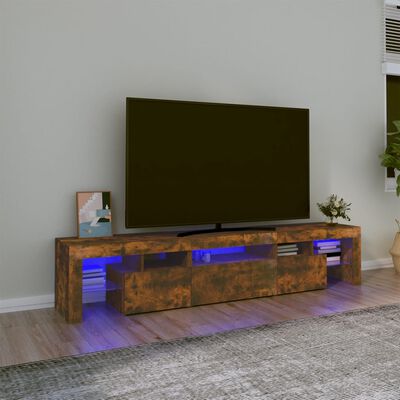 vidaXL Mobile Porta TV con Luci LED Rovere Fumo 200x36,5x40 cm
