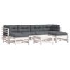 vidaXL Set Divani da Giardino 7pz con Cuscini in Legno Massello Bianco